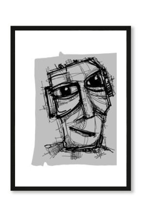 Abstract face. Abstract image for printing. Picture for modern interiors. The picture is painted by hand on a tablet.