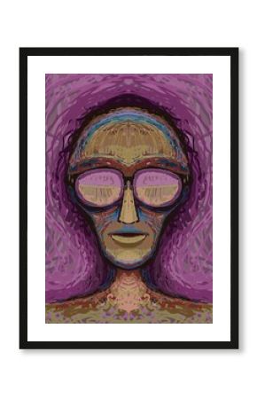 Abstract face. Abstract image for printing. Picture for modern interiors. The picture is painted by hand on a tablet.