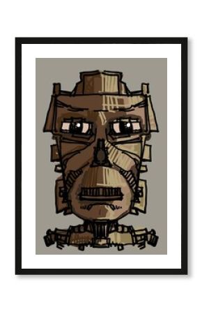 Abstract face. Abstract image for printing. Picture for modern interiors. The picture is painted by hand on a tablet.