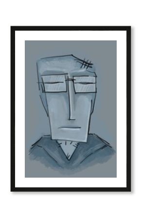 Abstract face. Abstract image for printing. Picture for modern interiors. The picture is painted by hand on a tablet.