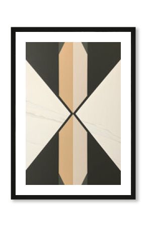 Elegant abstract painting with sleek geometric forms, muted colors, and harmonious precision reflecting modern refinement. 