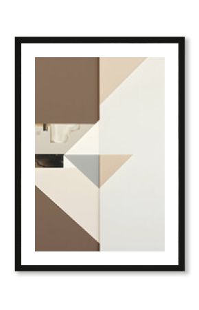 Elegant abstract painting with sleek geometric forms, muted colors, and harmonious precision reflecting modern refinement. 
