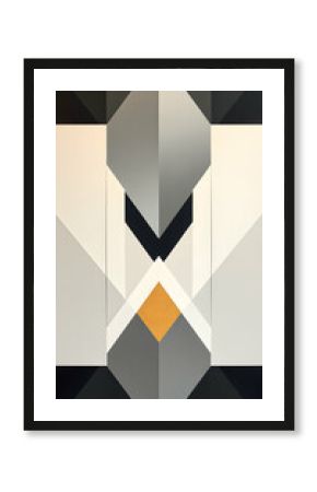 Elegant abstract painting with sleek geometric forms, muted colors, and harmonious precision reflecting modern refinement. 