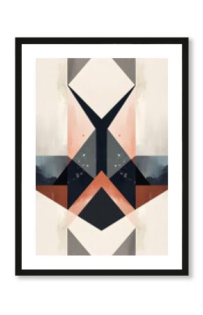 Elegant abstract painting with sleek geometric forms, muted colors, and harmonious precision reflecting modern refinement. 