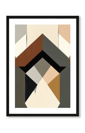 Elegant abstract painting with sleek geometric forms, muted colors, and harmonious precision reflecting modern refinement. 