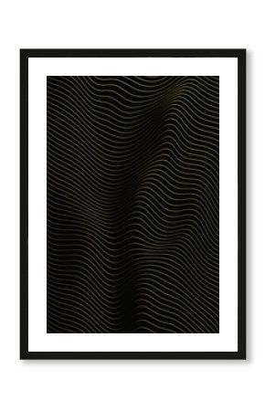 Abstract gold wavy lines on a black background, forming a luxurious and elegant pattern