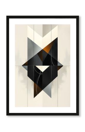 Elegant abstract painting with sleek geometric forms, muted colors, and harmonious precision reflecting modern refinement. 