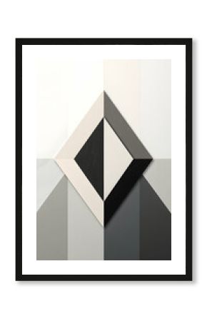 Elegant abstract painting with sleek geometric forms, muted colors, and harmonious precision reflecting modern refinement. 