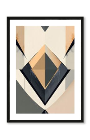 Elegant abstract painting with sleek geometric forms, muted colors, and harmonious precision reflecting modern refinement. 