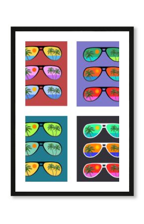 sun glasses with tropical beach reflection