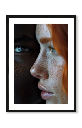 Ethnic diversity in one portrait, ethnically different people, Generative AI