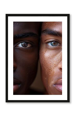 Ethnic diversity in one portrait, ethnically different people, Generative AI