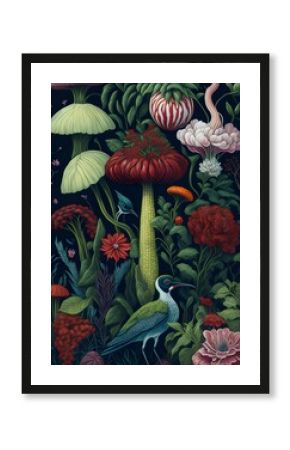 wallpaper, flores botánicas, arte fino, lujo, glamur, premium, profesional, diseño de interiores, interiorismo, diseño, diseño gráfico, buqué, flor, flor gigante, arte botánico, ilustración, aves