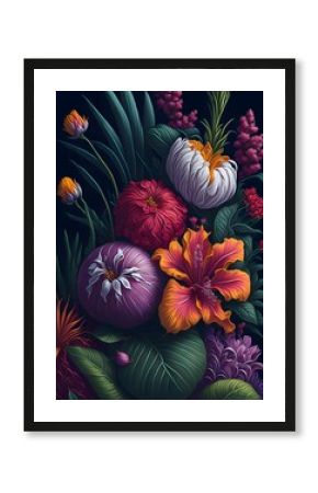 wallpaper, flores botánicas, arte fino, lujo, glamur, premium, profesional, diseño de interiores, interiorismo, diseño, diseño gráfico, buqué, flor, flor gigante, arte botánico, ilustración