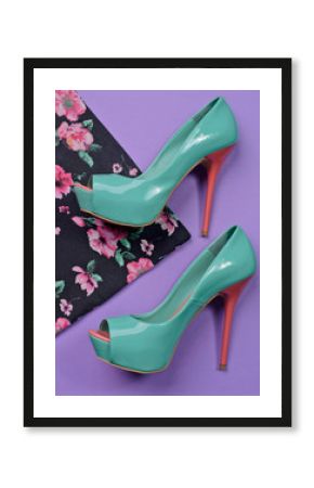 Shiny high heels, fashion concept