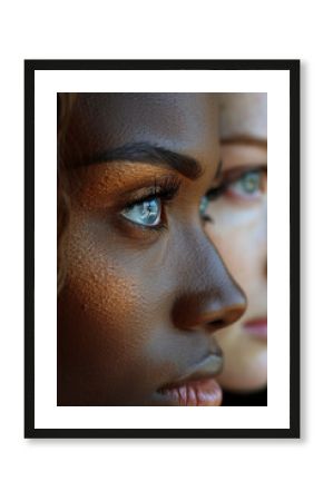 Ethnic diversity in one portrait, ethnically different people, Generative AI