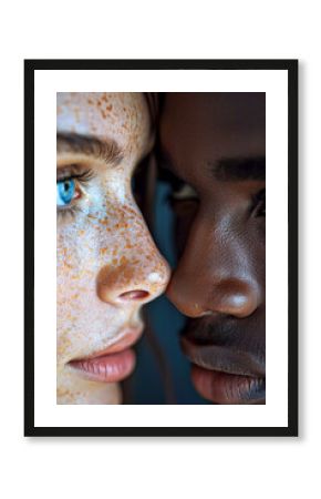 Ethnic diversity in one portrait, ethnically different people, Generative AI