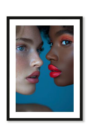 Ethnic diversity in one portrait, ethnically different people, Generative AI