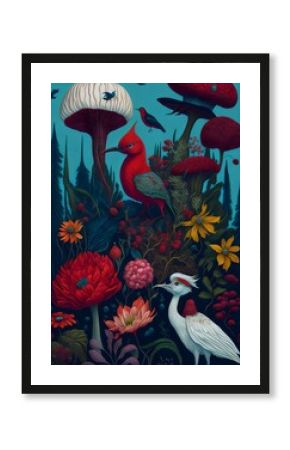 wallpaper, flores botánicas, arte fino, lujo, glamur, premium, profesional, diseño de interiores, interiorismo, diseño, diseño gráfico, buqué, flor, flor gigante, arte botánico, ilustración, aves