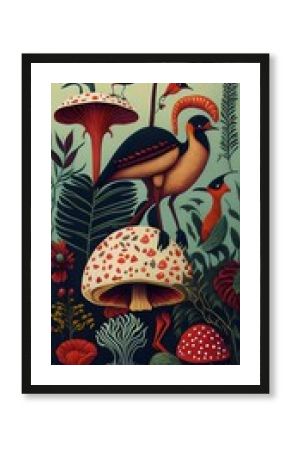 wallpaper, flores botánicas, arte fino, lujo, glamur, premium, profesional, diseño de interiores, interiorismo, diseño, diseño gráfico, buqué, flor, flor gigante, arte botánico, ilustración, aves