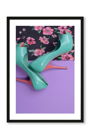 Shiny high heels, fashion concept