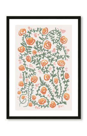 Printable wall art poster print. Hand drawn minimalism design for scandinavian interior. 