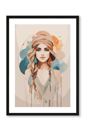 abstract minimalist floral background in boho style.