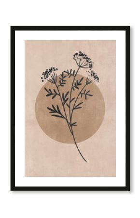 Printable wall art poster print. Hand drawn minimalism design for scandinavian interior. 
