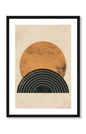 Retro-inspired zen boho abstract geometric design in a muted earthy color palette