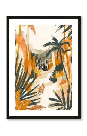 Tropical Forest Illustration in Warm Colors