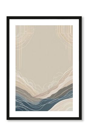 Muted pastel boho background featuring geometric lines and waves