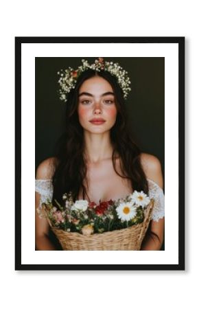 Boho Spring Goddess Wildflower Crown and Basket Blooms - Goddess of Fertility Day Celebration and Seasonal Styling for Wedding Industrys Nature-Inspired Spring Revivals