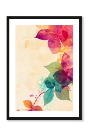 abstract boho floral background  colorful vertical texture with beige texture