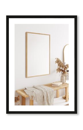 Frame & poster mockup in Boho style interior. 3d rendering, 3d illustration 