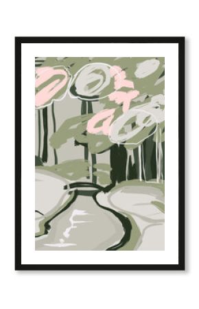Printable wall art poster print. Hand drawn minimalism design for scandinavian interior. 