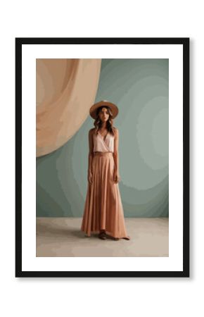 abstract minimalist floral background in boho style.