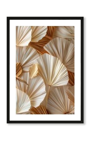 Dried Palm Leaves Arranged in a Fan Shape on a White Background