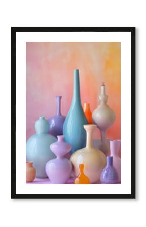 Vibrant multicolored glass vases pastel aesthetic modern art deco boho maximalist eclectic bright home decor display statement pieces trending interior design colorful rainbow luxury vase collection