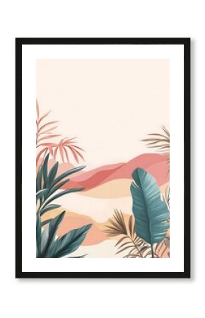 Tropical Palm Leaves Abstract Background Illustration