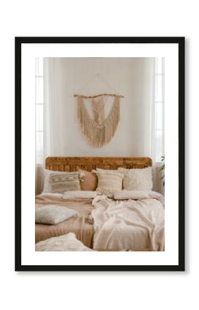 Interior of a bedroom in boho style