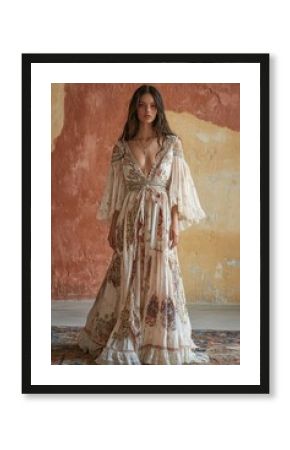 Summer boho dress gown, female mode, 2:3