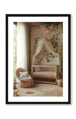 Wooden Crib Nursery Decor: Calm Design