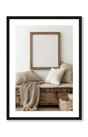 Rustic, neutral framed art display