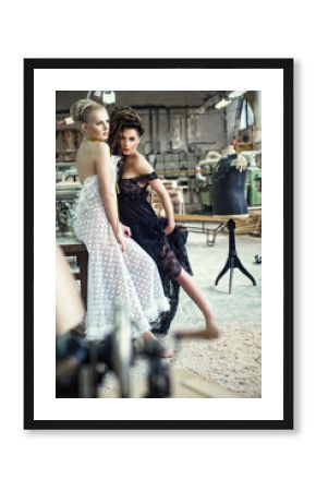 Two stunning ladies in a romantic pose