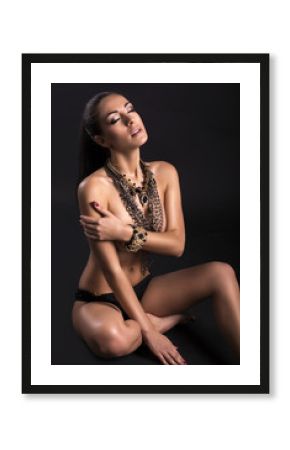 sexy girl with black hair with accessory