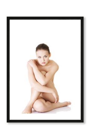 Sexy fit naked woman with healthy clean skin