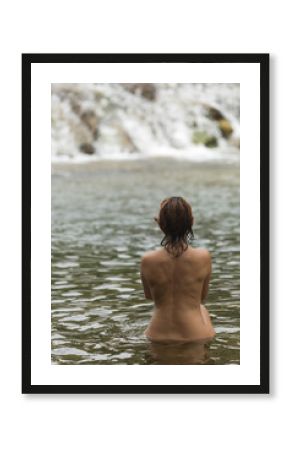 Woman of 40 years bathing in the river World