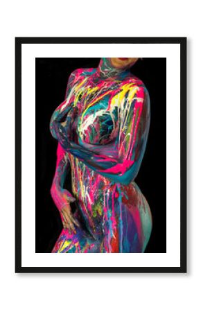 A Lovely Female Model Is Used As A Canvas As Body Art Inside A Studio Environment