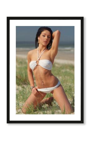 Bikini girl posing on beach