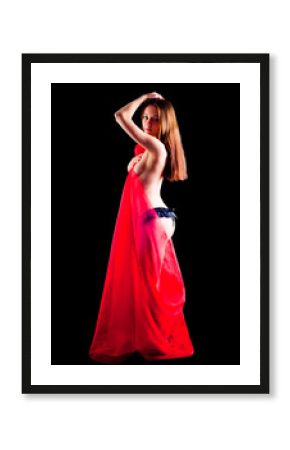 Pretty naked woman with scarf